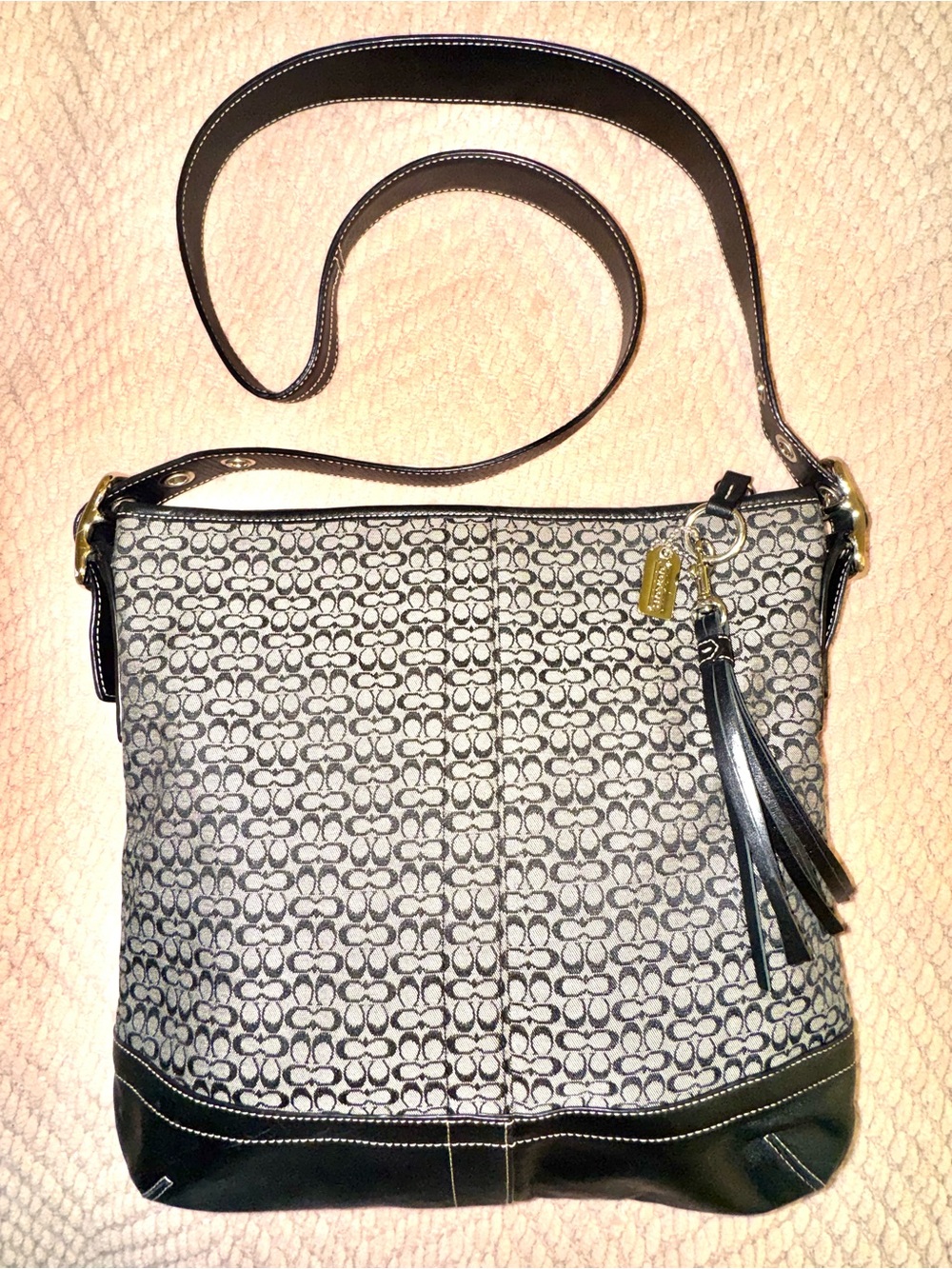 Coach 10416 Mini Signature C Convertible Duffle Crossbody Bag Black Gray Y2